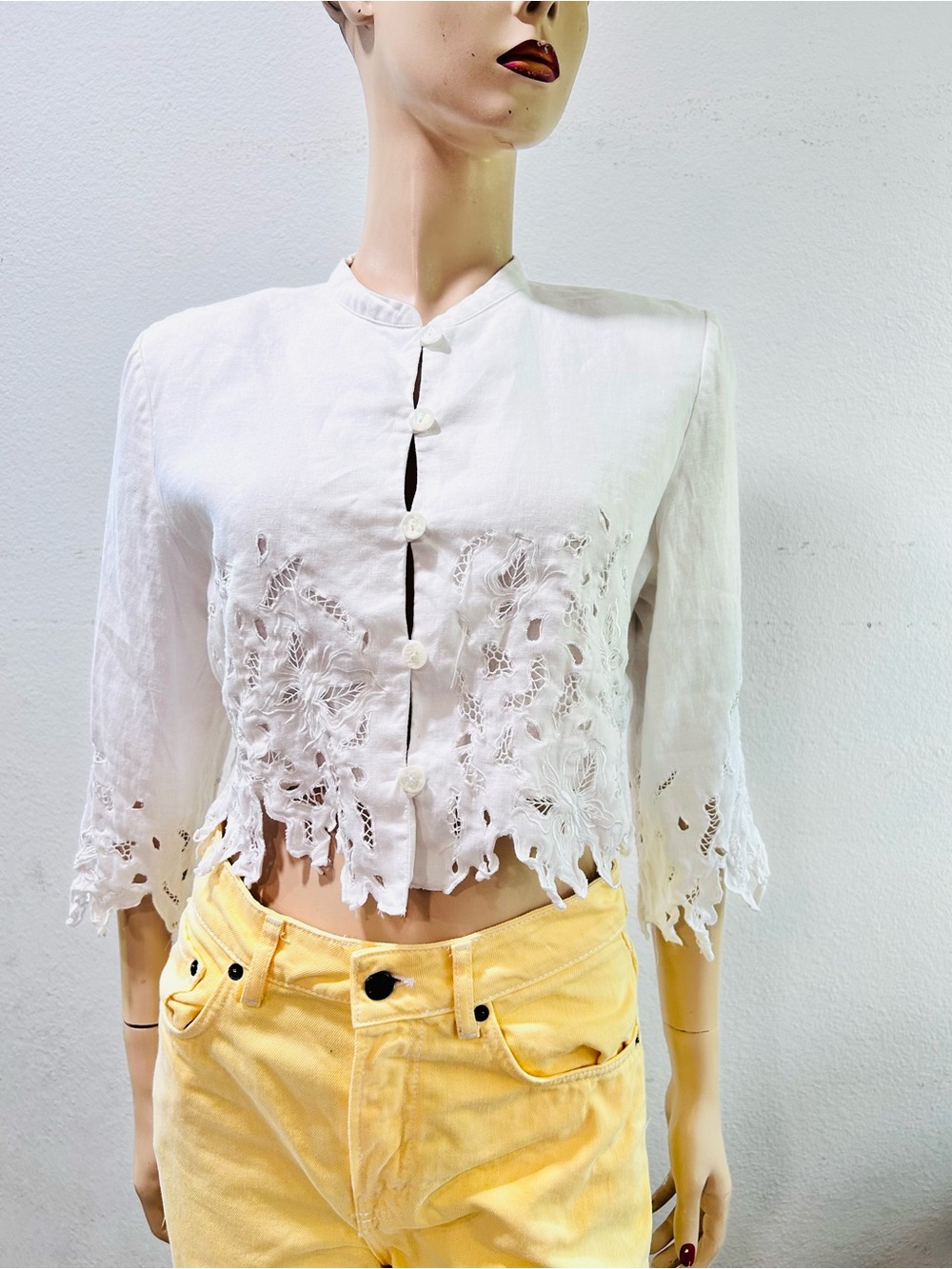 SORMANI designed in Italy eyelet button front blouse